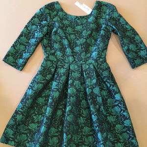 Emerald brocade dress NEW! sz M